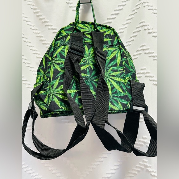 Mini Green & Black Weed Leaf Backpack - Picture 3 of 6